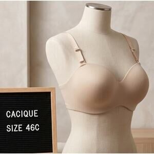 Cacique 46C Boost Multi-Way Strapless Bra Nude Beige Padded Convertable